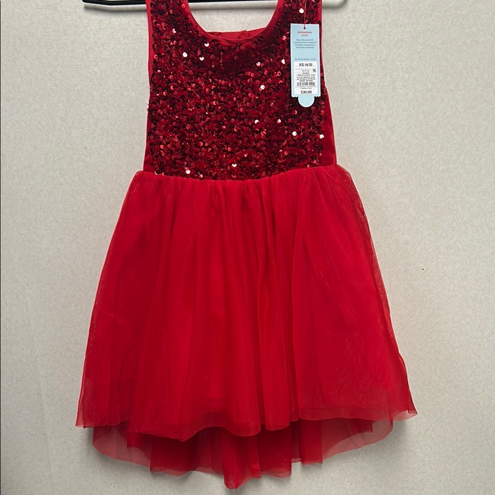 Cat and Jack Red Sequin Tulle Dress